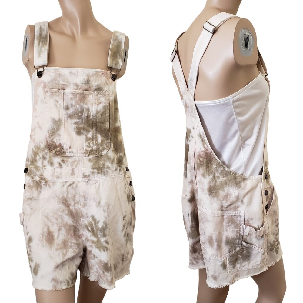 BBJ Terrain Tie Dye Carpenter Cargo Shortall Denim Short Overall SZ S/M